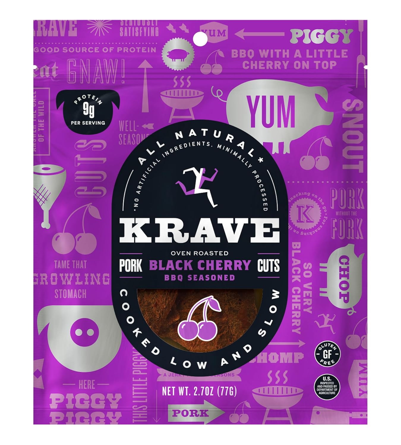 All Natural Pork Jerky, Black Cherry BBQ – Protein Packed Snacks Roasted for Max