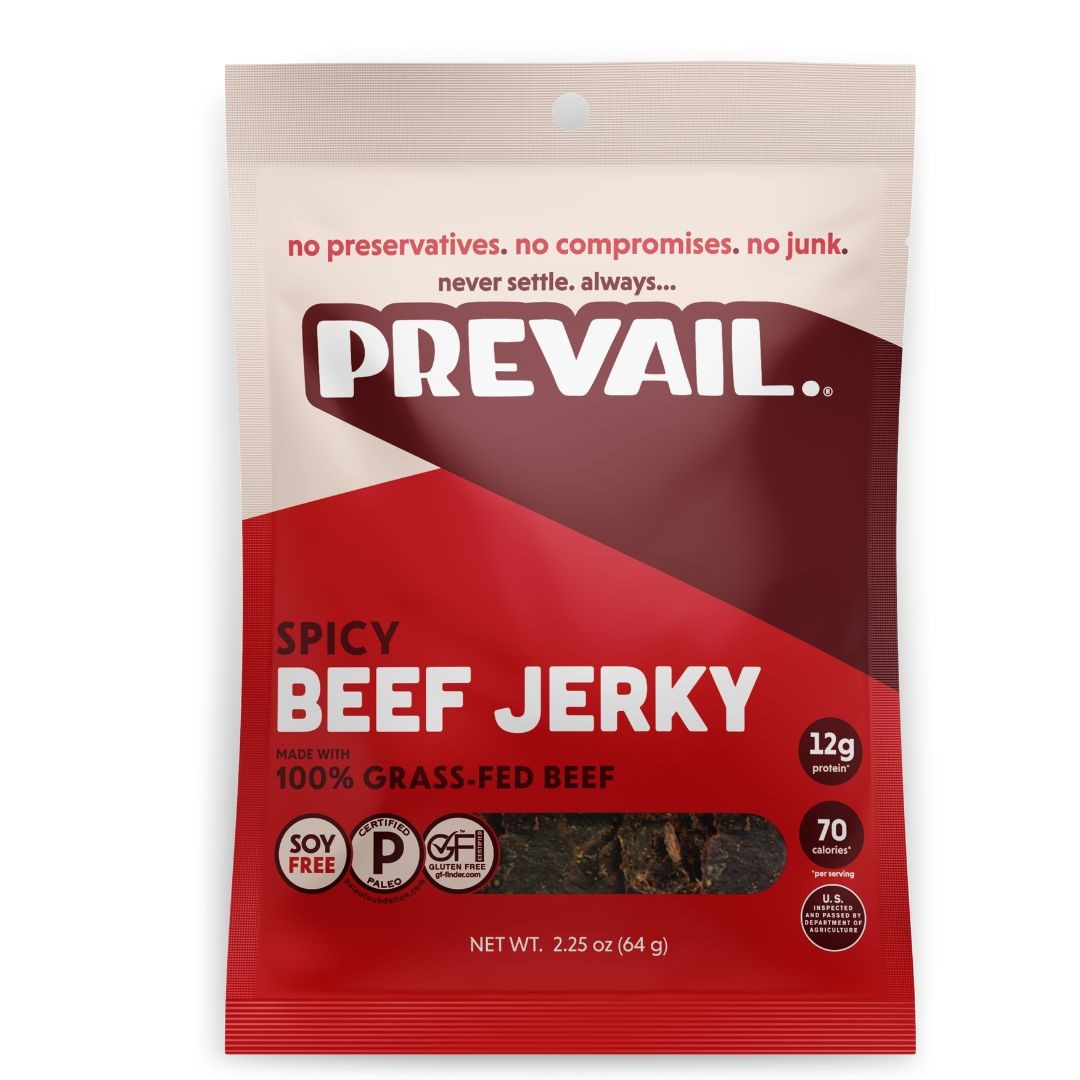 Prevail Jerky – Spicy Beef Jerky – Grass Fed High protein – One (1) 2.25 Oz