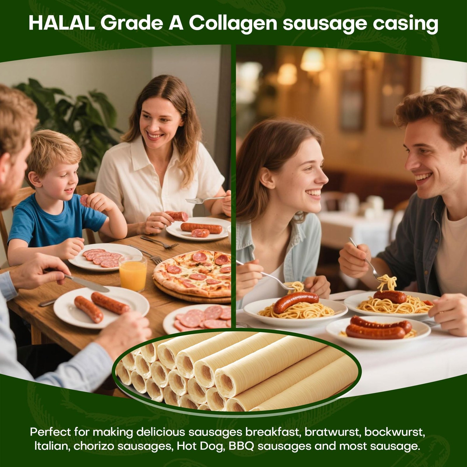 HALAL Sausage Casing, Grade A Edible Drying Collagen Sausage Casings Flavorous