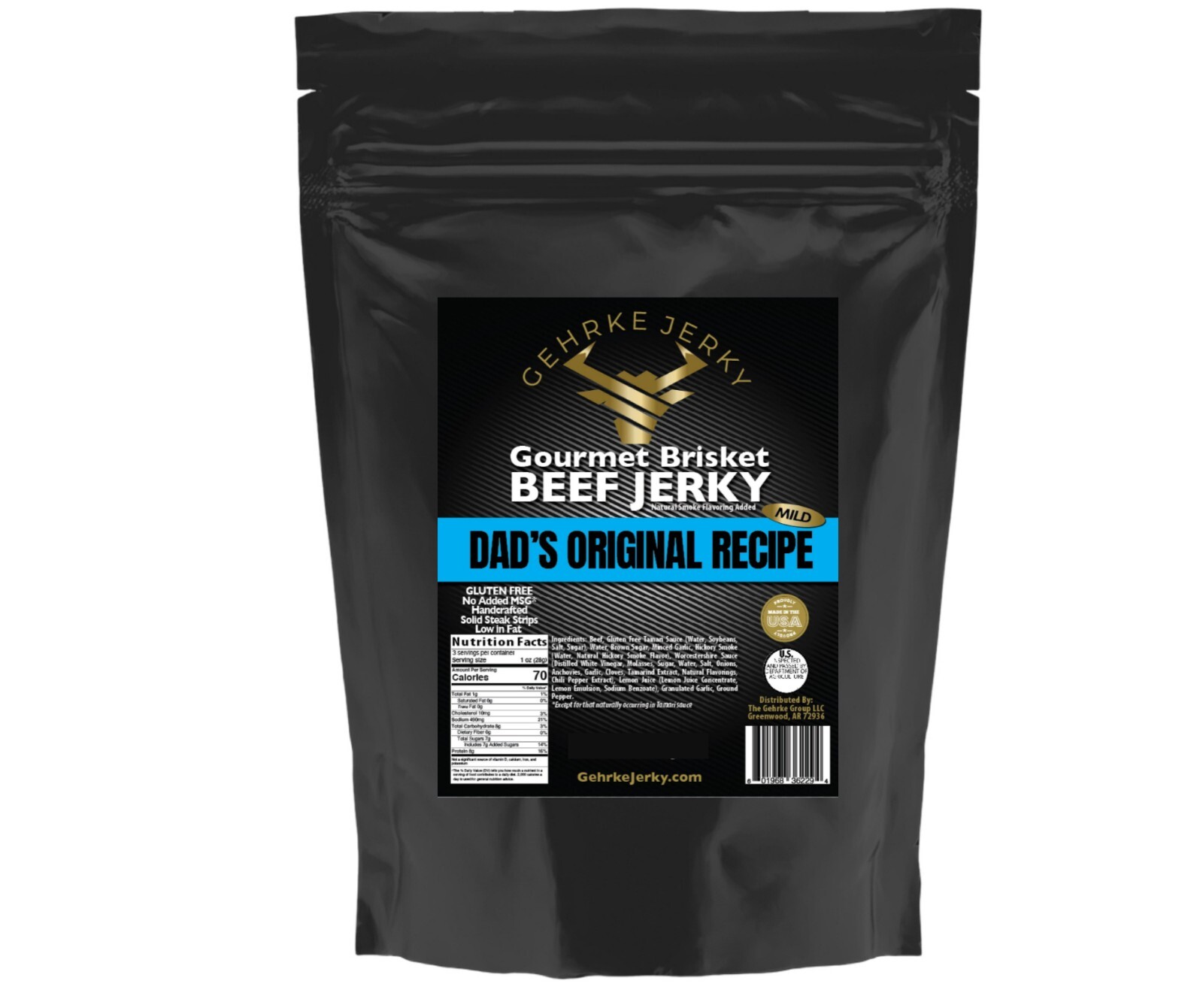 GOURMET BEEF BRISKET JERKY DAD’S HOME STYLE GEHRKE JERKY – FREE SAMPLE W/ ORDER