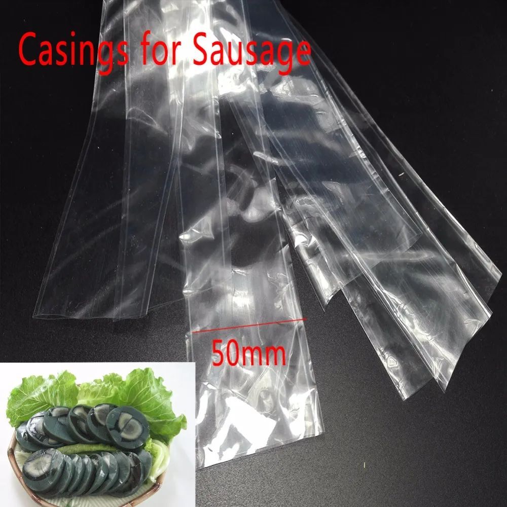8 Meters Wide 50mm Shell Food Grade Sausage Casings Plastic Inedible for Salami