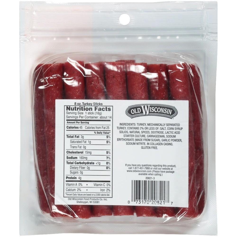 Turkey Sausage Snack Sticks 8 oz Pouch Natural Smoked Meat Snacks Beef Jerky