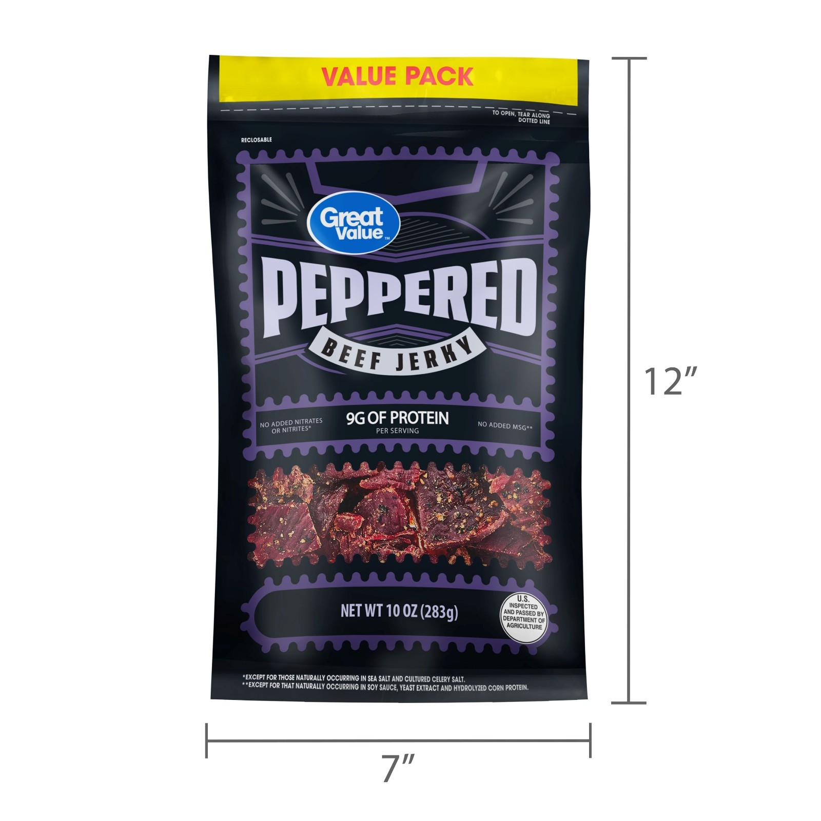 (4 pack) Great Value Peppered Beef Jerky, Value Pack, 10 oz