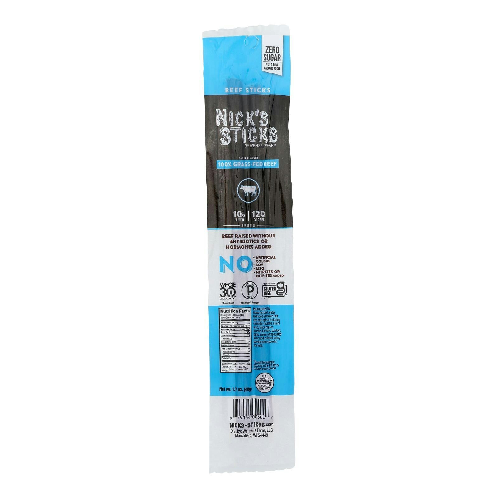 Nick’s Sticks Snack Sticks – Beef 1.7 oz (Pack of 25)