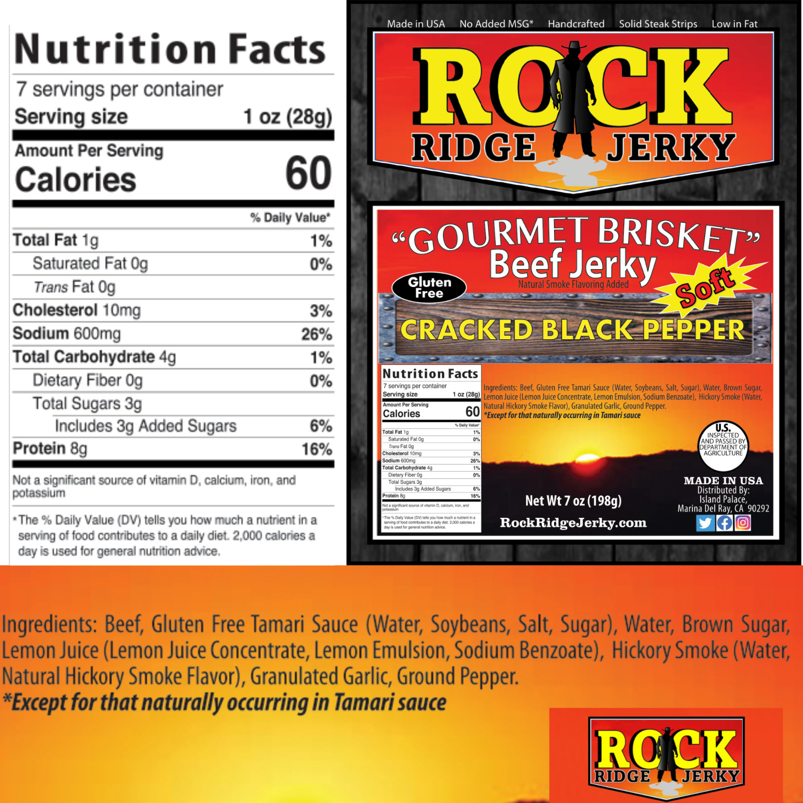 CRACKED BLACK PEPPER Brisket beef jerky Big 7oz.bag FRESH smoked weekly