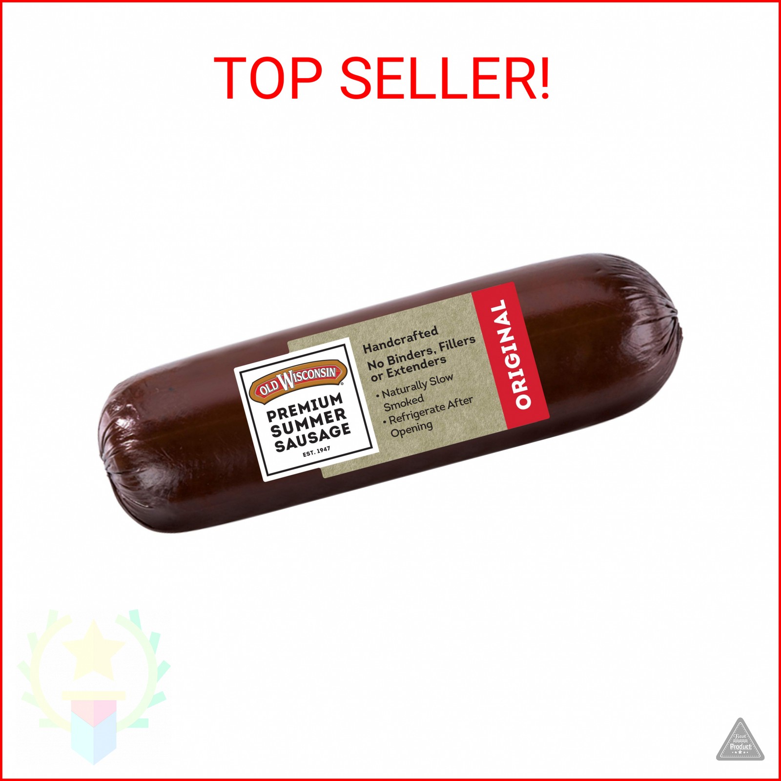 Old Wisconsin Premium Summer Sausage, 100% Natural Meat, Charcuterie, 8 Ounce