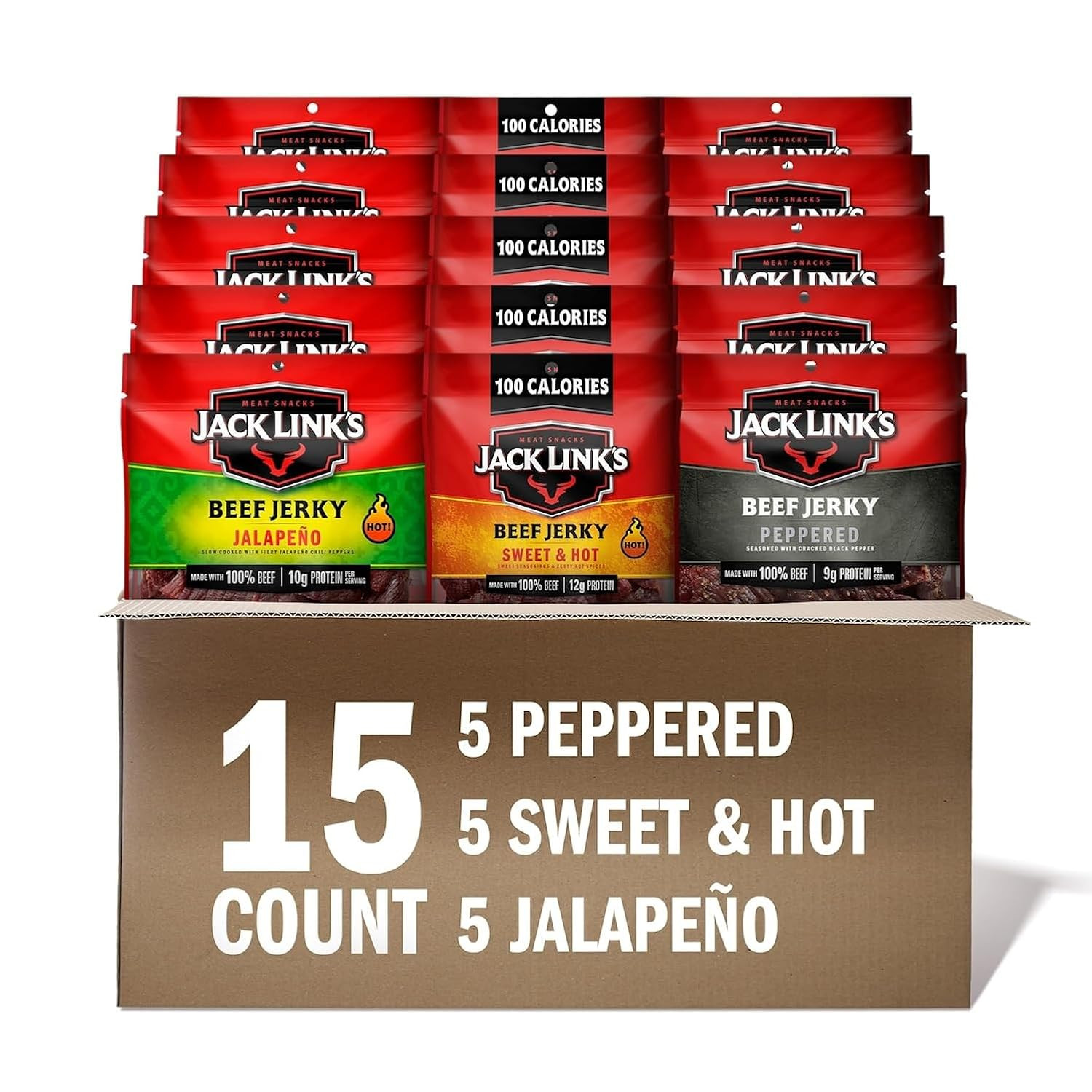 Beef Jerky Bold Variety Pack – Includes Sweet & Hot, Jalapeno and Peppered Jerky
