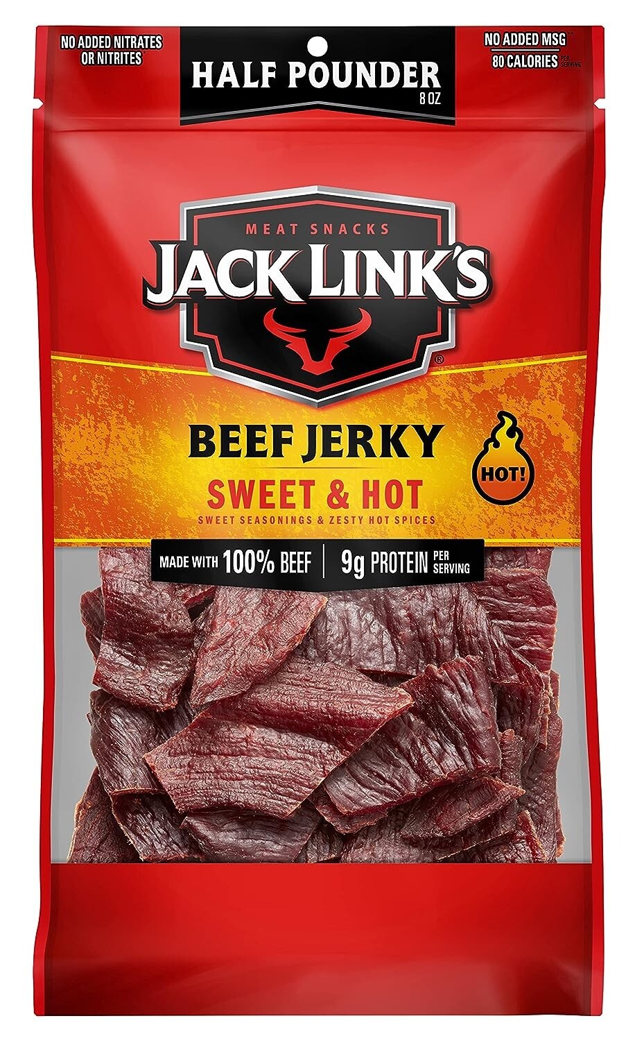 Premium Sweet & Hot Beef Jerky, ½ Pounder Bag – High Protein & Low Calorie Snack