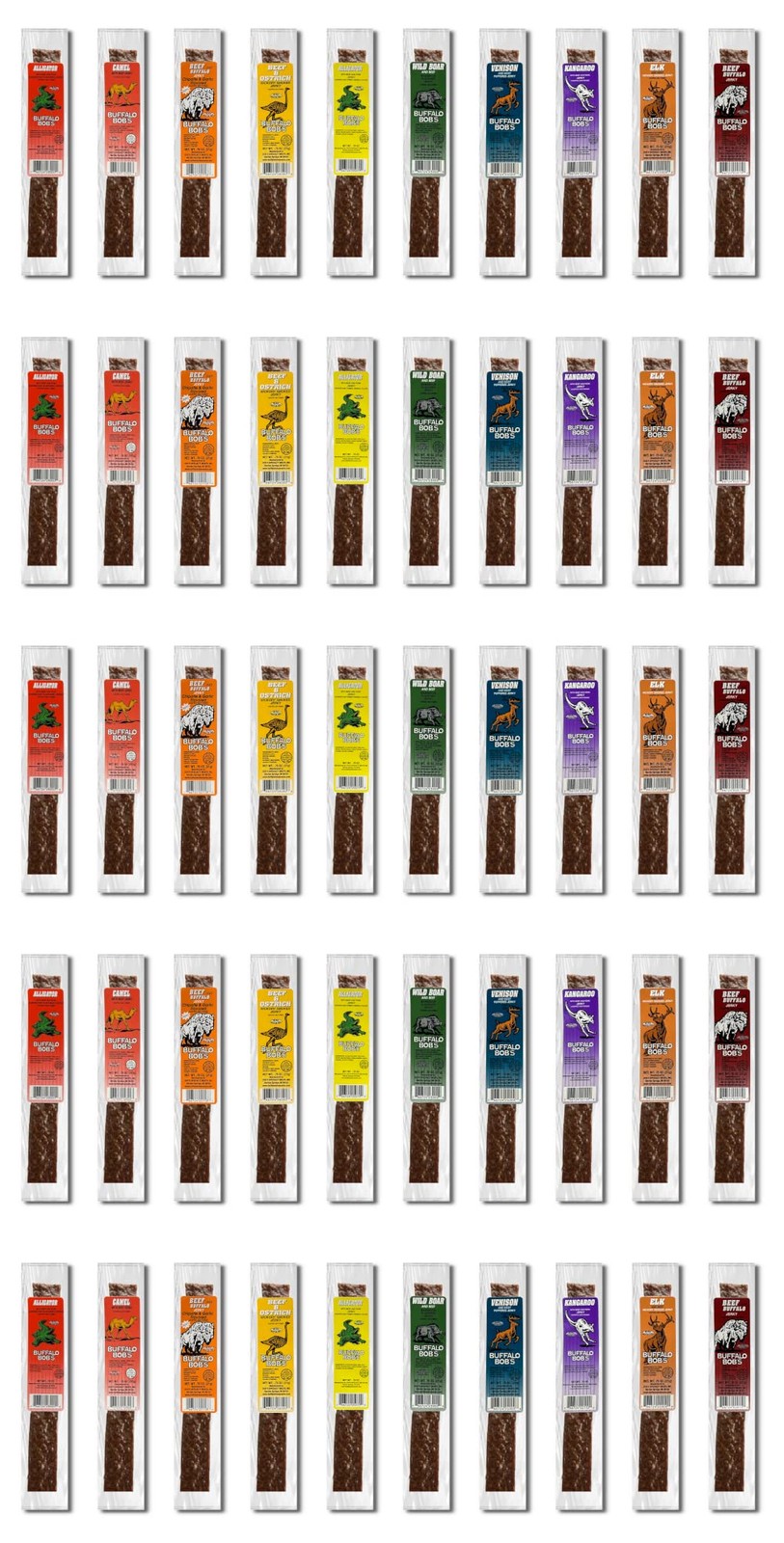 BUFFALO BOB’S Wild Game Meat Snacks 50 Assorted Flavor of Exotic Jerky Alli…
