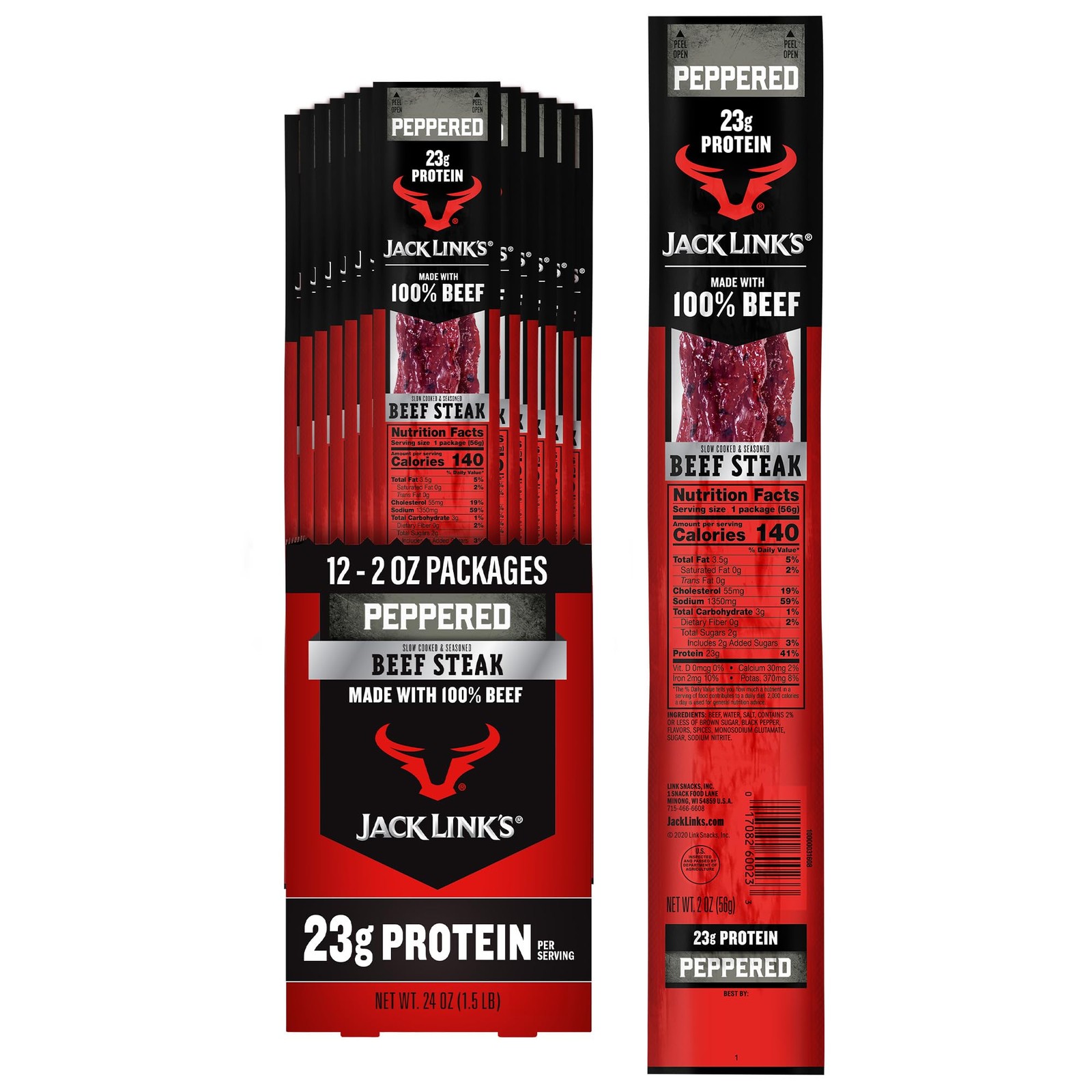 Jack Link’s Cuts Beef Steak, Peppered, Great Protein Snack with 22g of Protein a