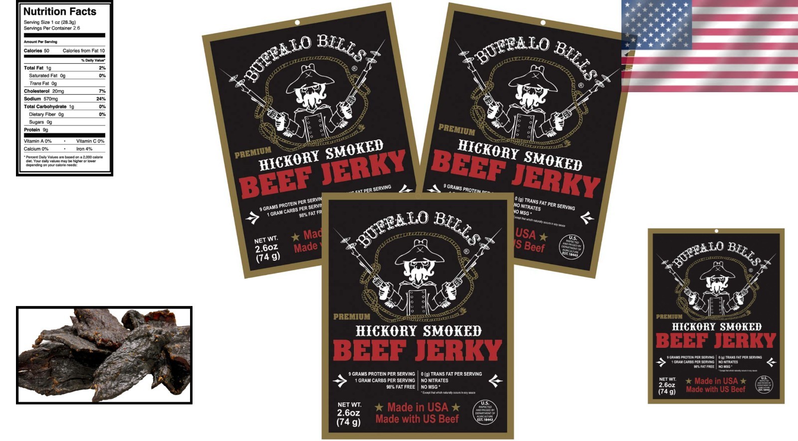 Hickory Beef Jerky 3-Pack – 2.6oz Each