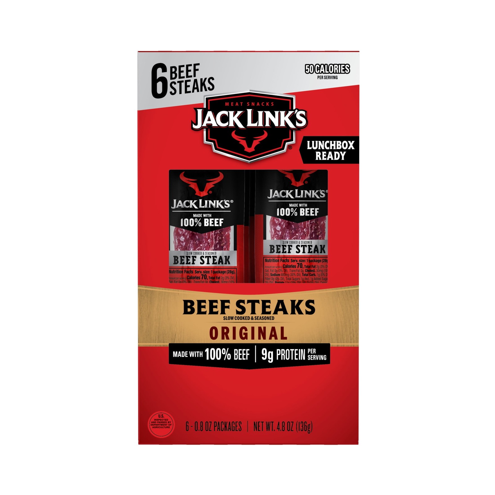 (5 pack)Original Beef Steak Multi-Pack (6 – 0.8 Ounce. Beef Steaks), 4.8 Ounce.