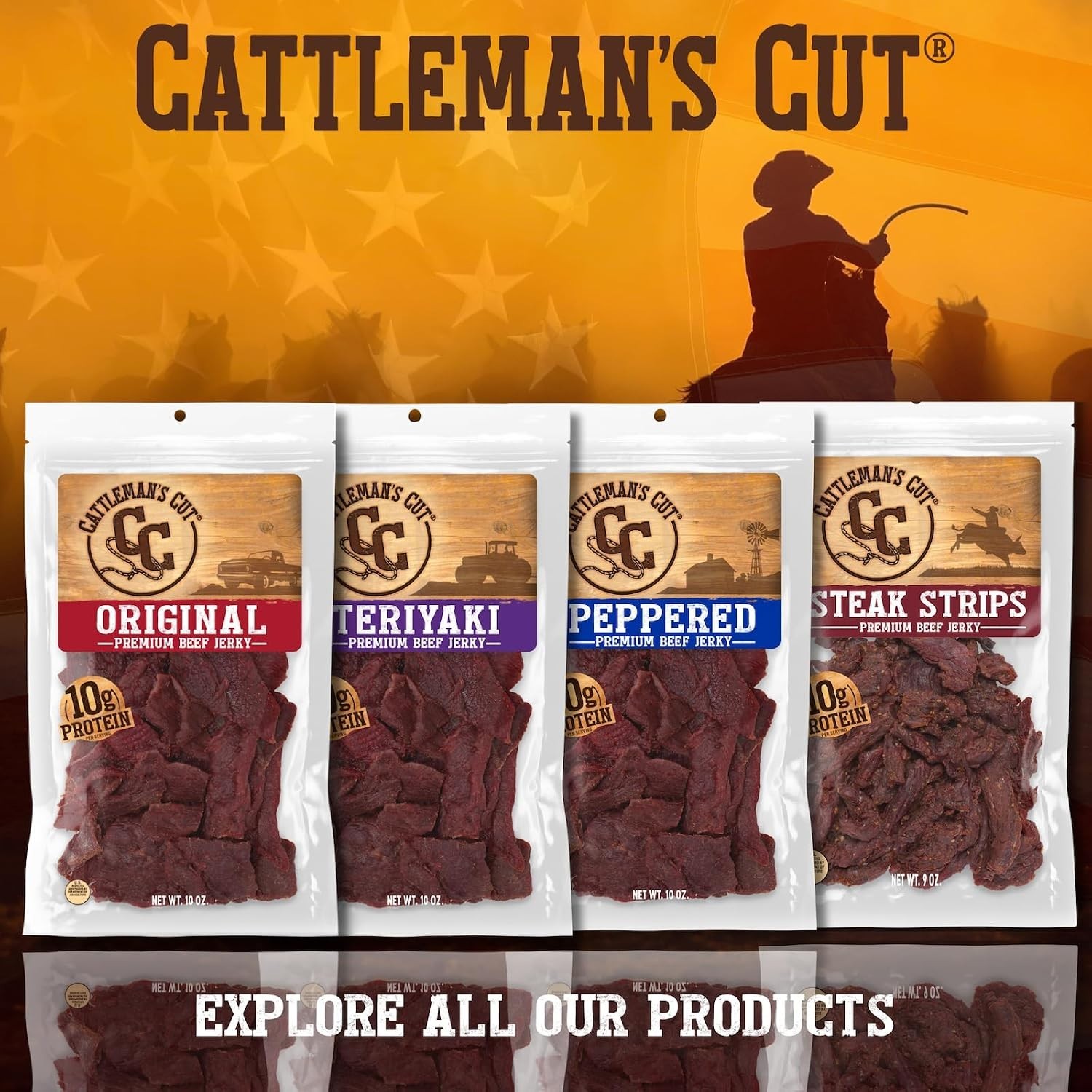 Teriyaki Beef Jerky High Protein Keto Gluten Free Carnivore Travel Snack 10 oz