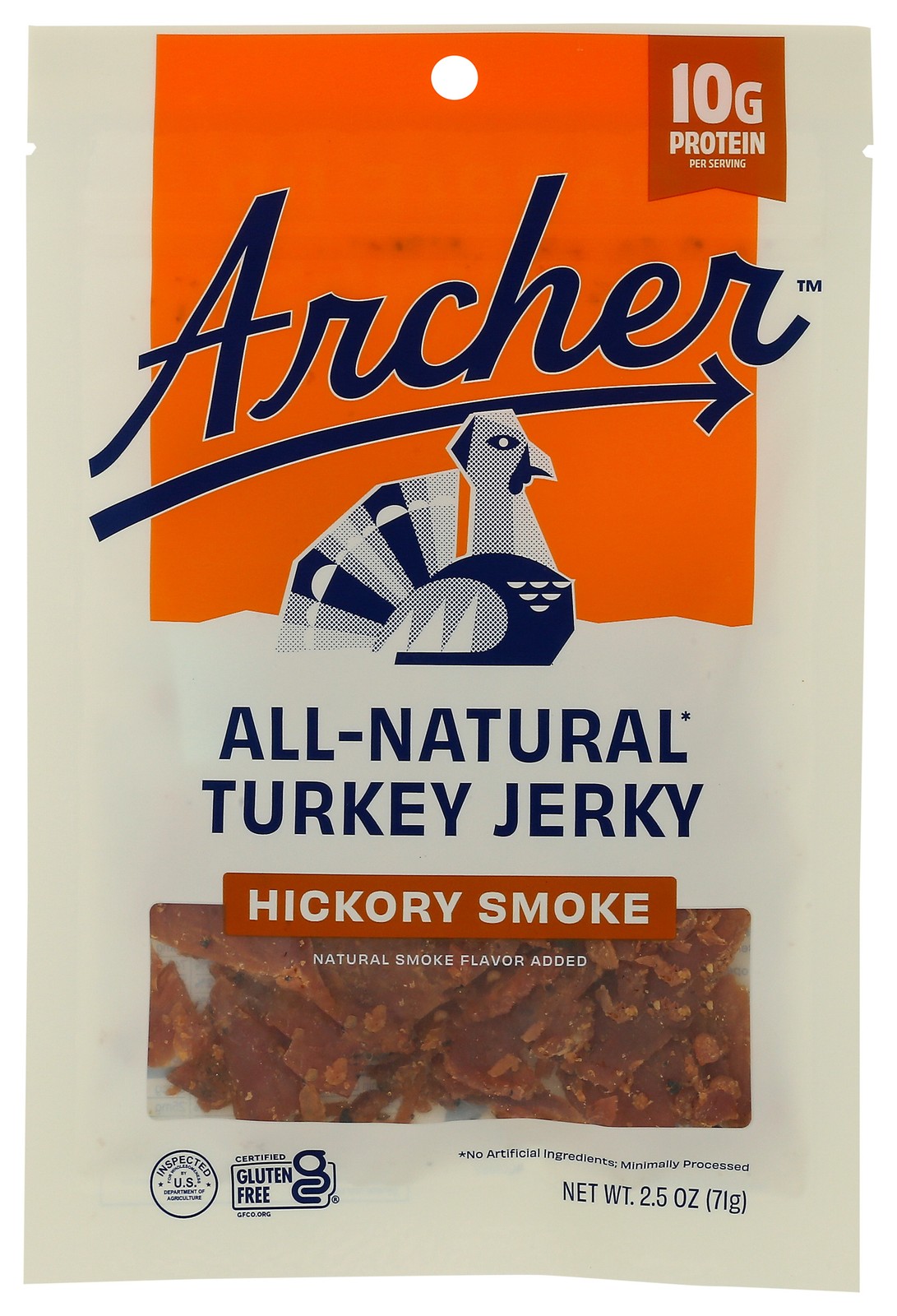 All-Natural Hickory Smoke Turkey Jerky By Archer 2.5 Oz 12 Pack