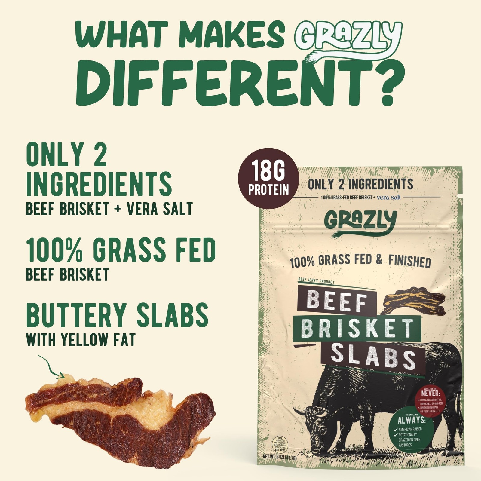 Grazly Beef Brisket Slab – Steakhouse Quality | GrassFed & Finished | Only Me…