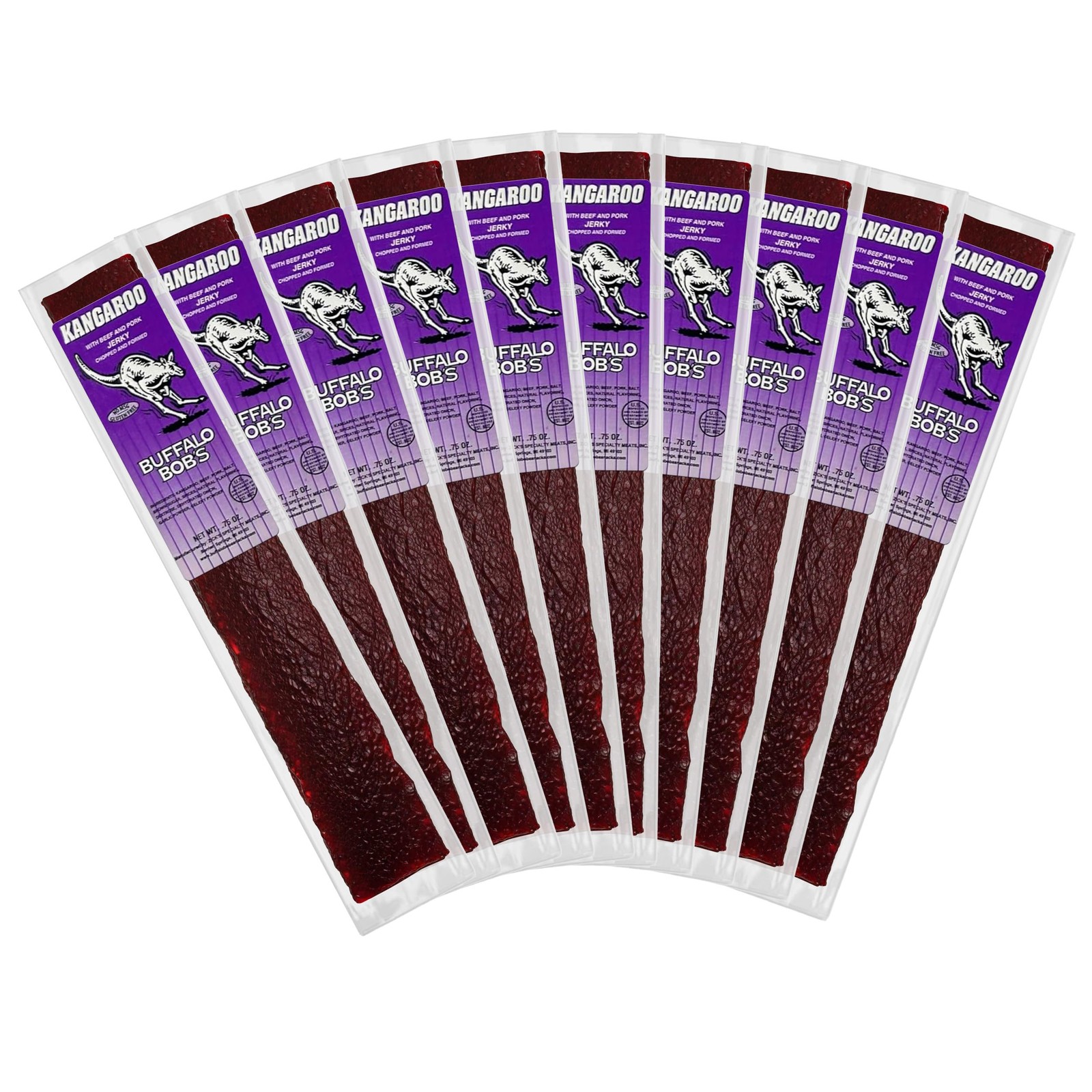 Buffalo Bob’s Wild Game Meat Snack Kangaroo with Beef and Pork Jerky 10 Pack