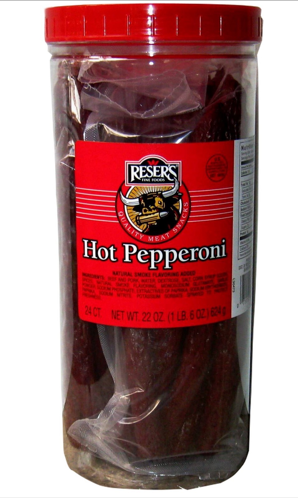 Reser’s Hot Smoked Pepperoni Sticks 24 ct. 22 oz Jar