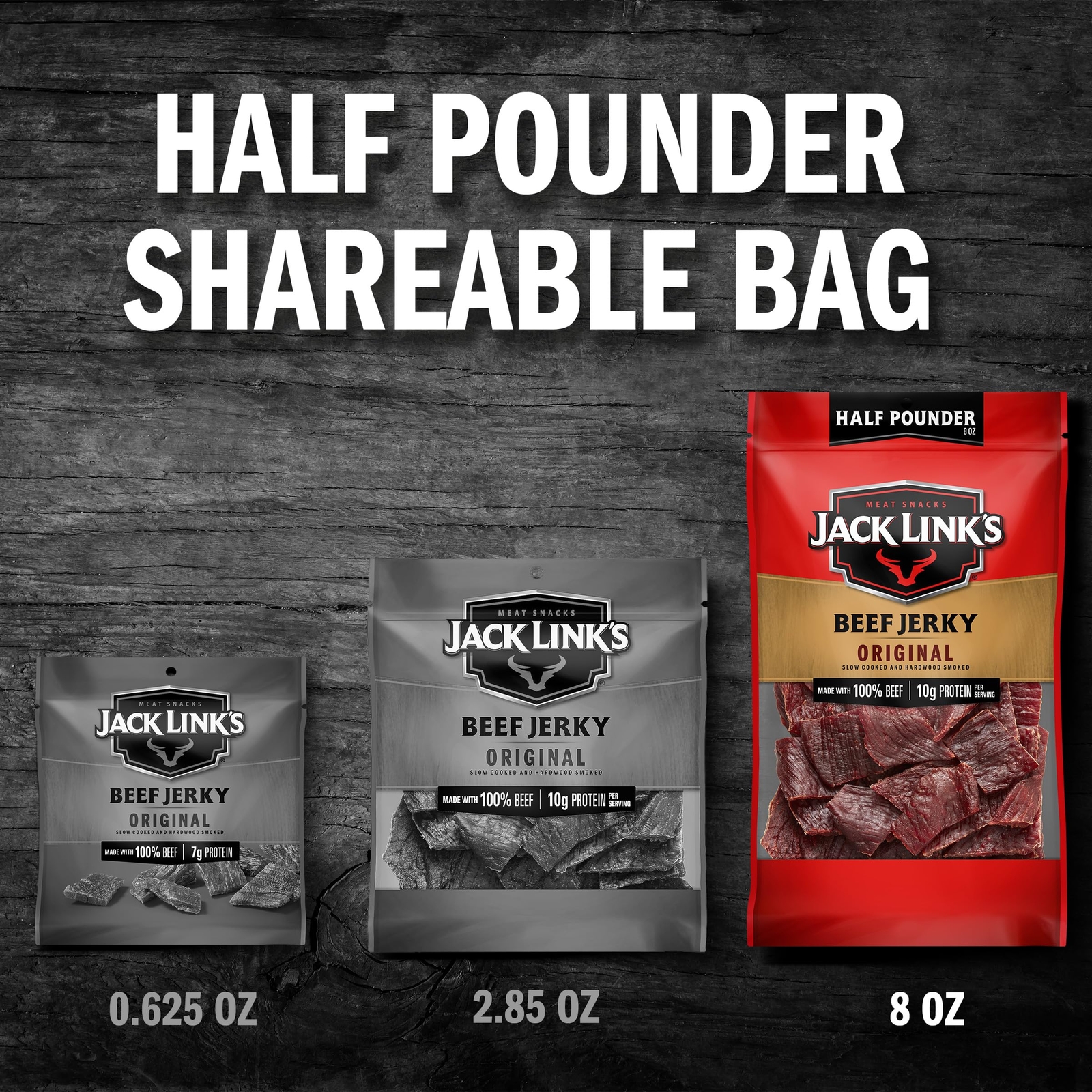 Beef Jerky, Original, Half Pounder Large Jerky Bag – Flavorful Meat Snack, Ready