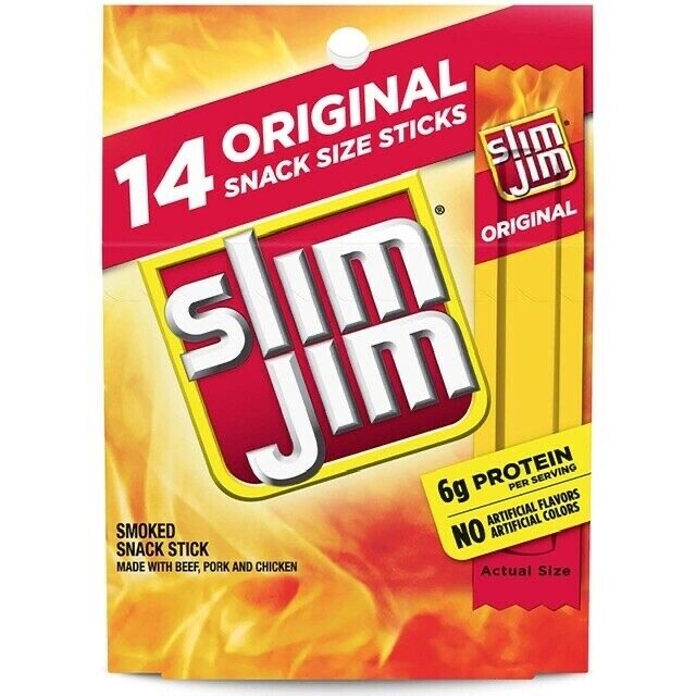 Slim Jim Original Smoked Snack Stick, 0.28 oz, 14 count GREAT DEAL!!