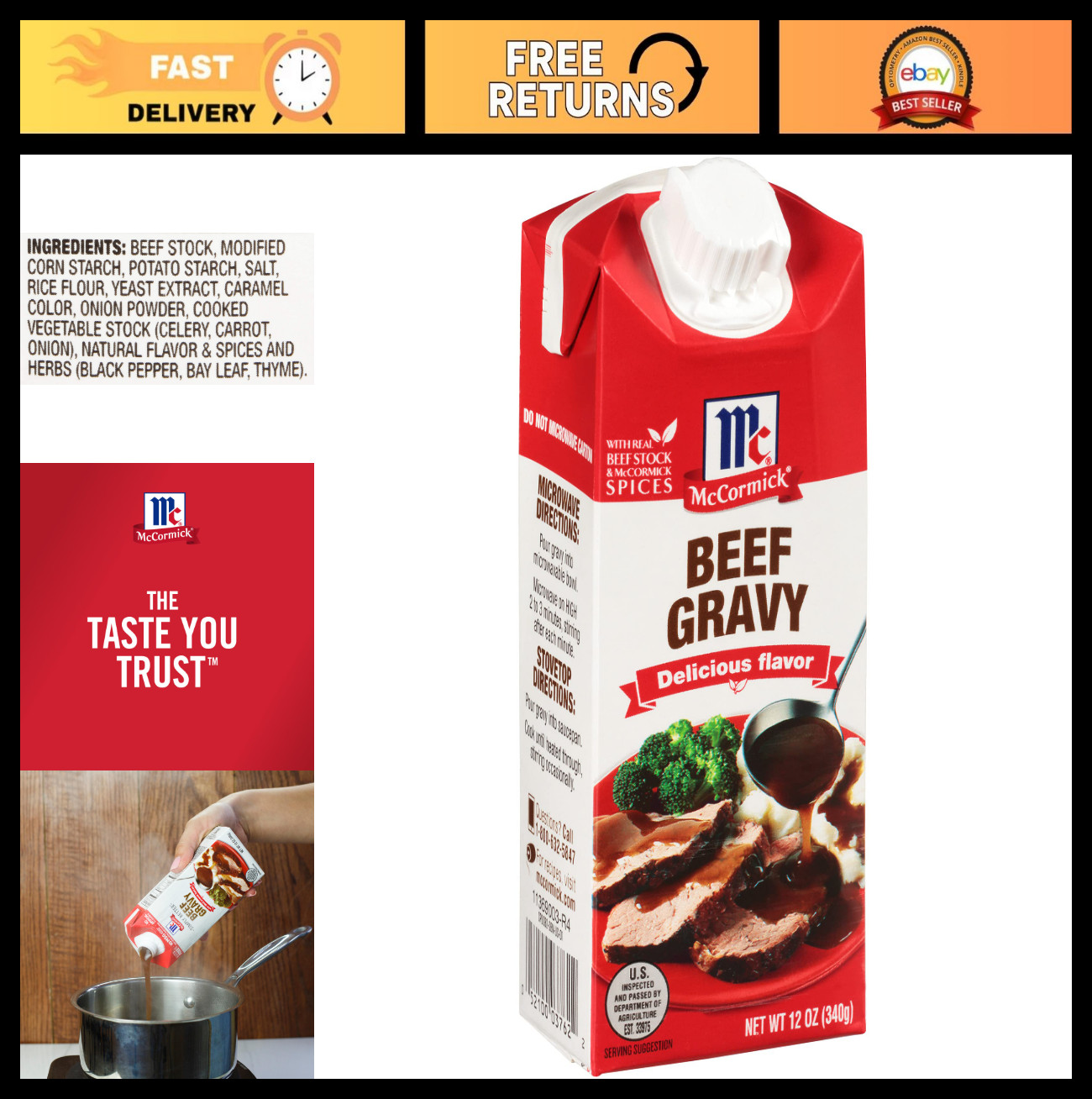 Savory Beef Gravy Mix, 12 oz – Pack of 8, Perfect for Sauces & Dishes