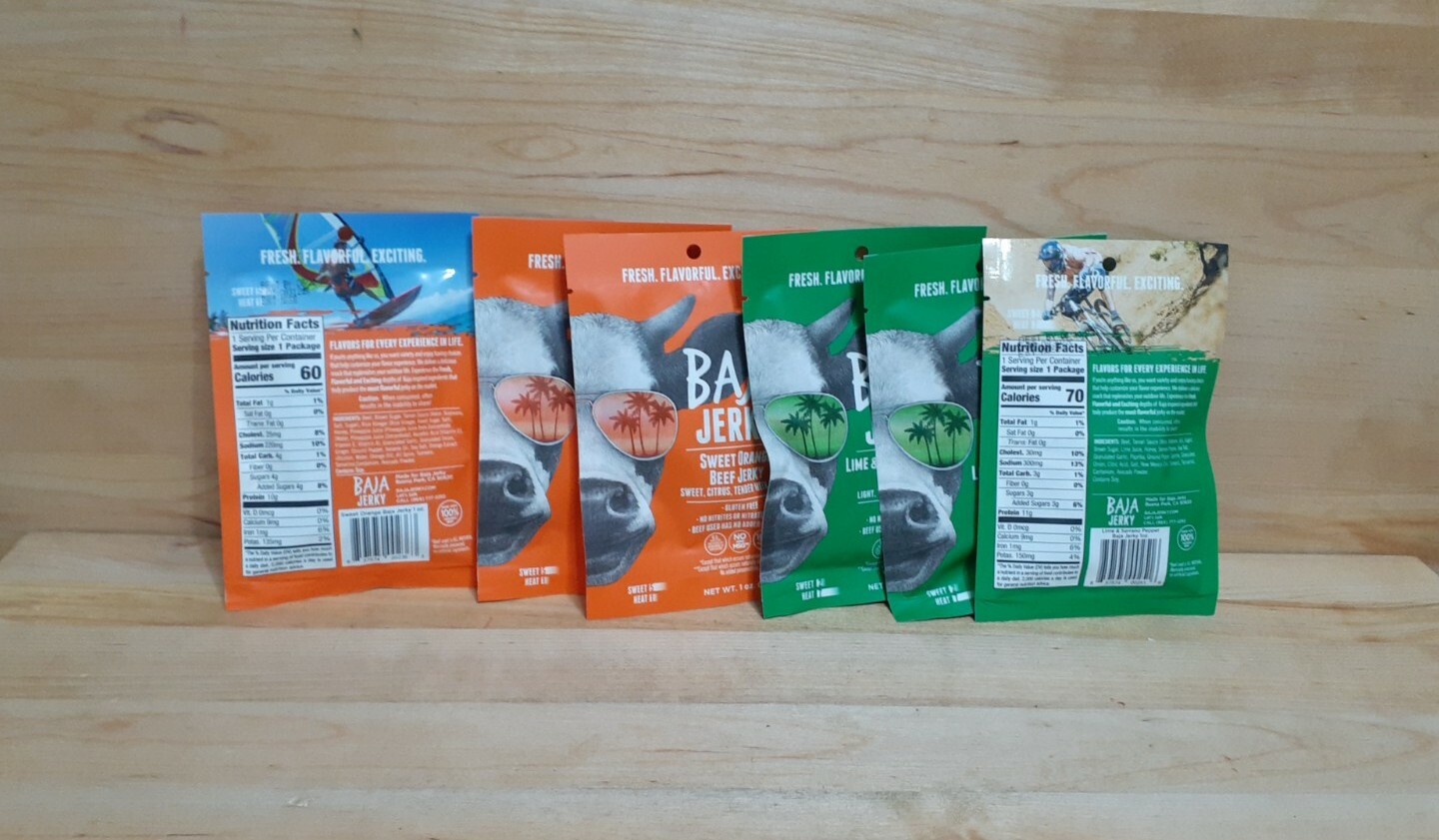 6PK: Baja Jerky Beef Jerky Sweet Orange & Lime Serrano Pepper 1z SWEET & HEAT!!