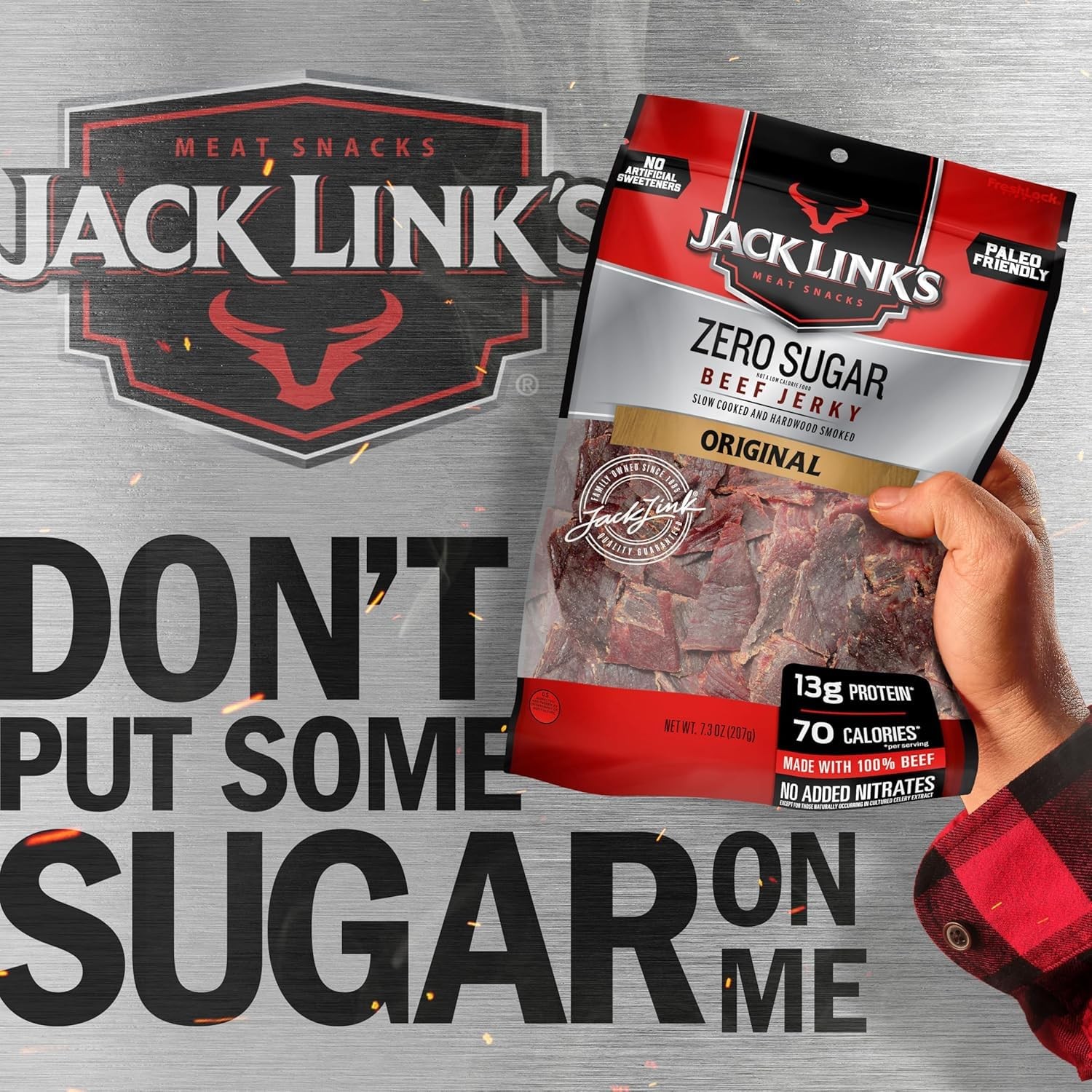 Jack Link’s Original Zero Sugar Beef Jerky – (2 Pack) 7.3 Ounce (Pack of 2)