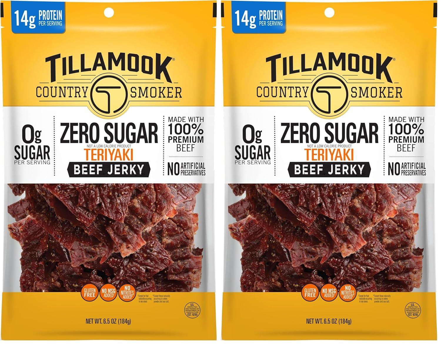 Tillamook Country Smoker Keto Friendly Zero Sugar Beef Jerky, Teriyaki, 6.5 Ounc