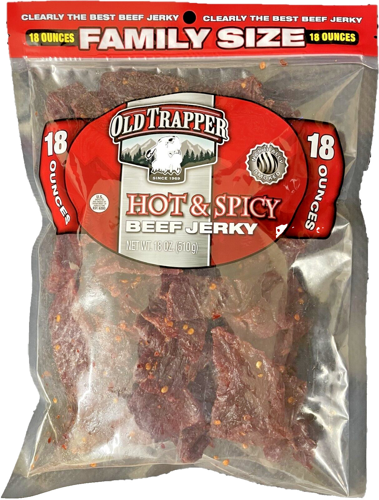 2-Pack BIG 18 OZ Old Trapper Jerky Hot And Spicy Pepper Beef Family Size