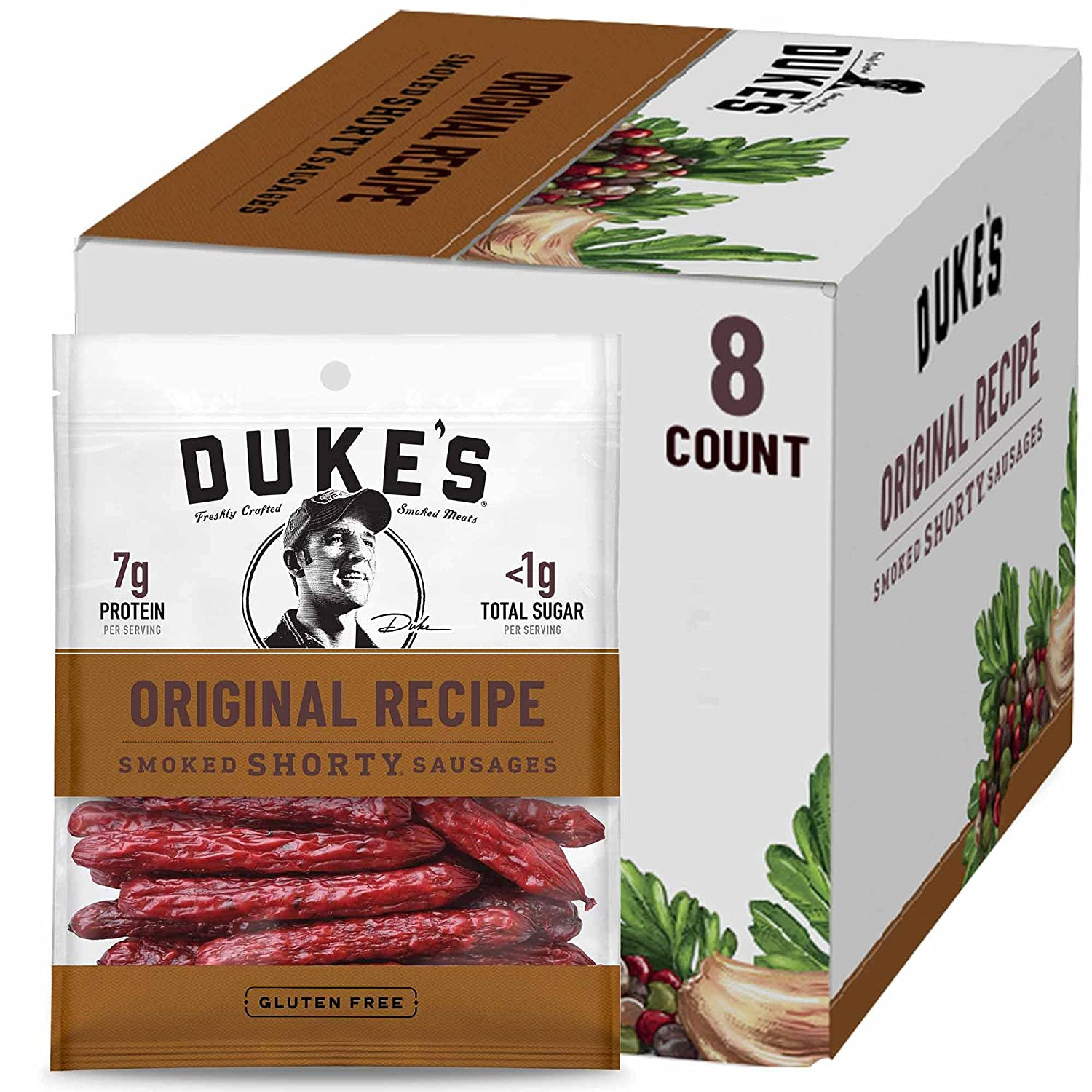 Duke’s Original Recipe Smoked Shorty Sausages, 5 oz, Pack of 8