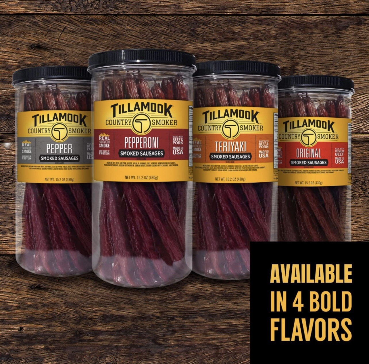 Tillamook Country Smoker Real Hardwood Smoked Sausages Original Beef 15.2 Oun…