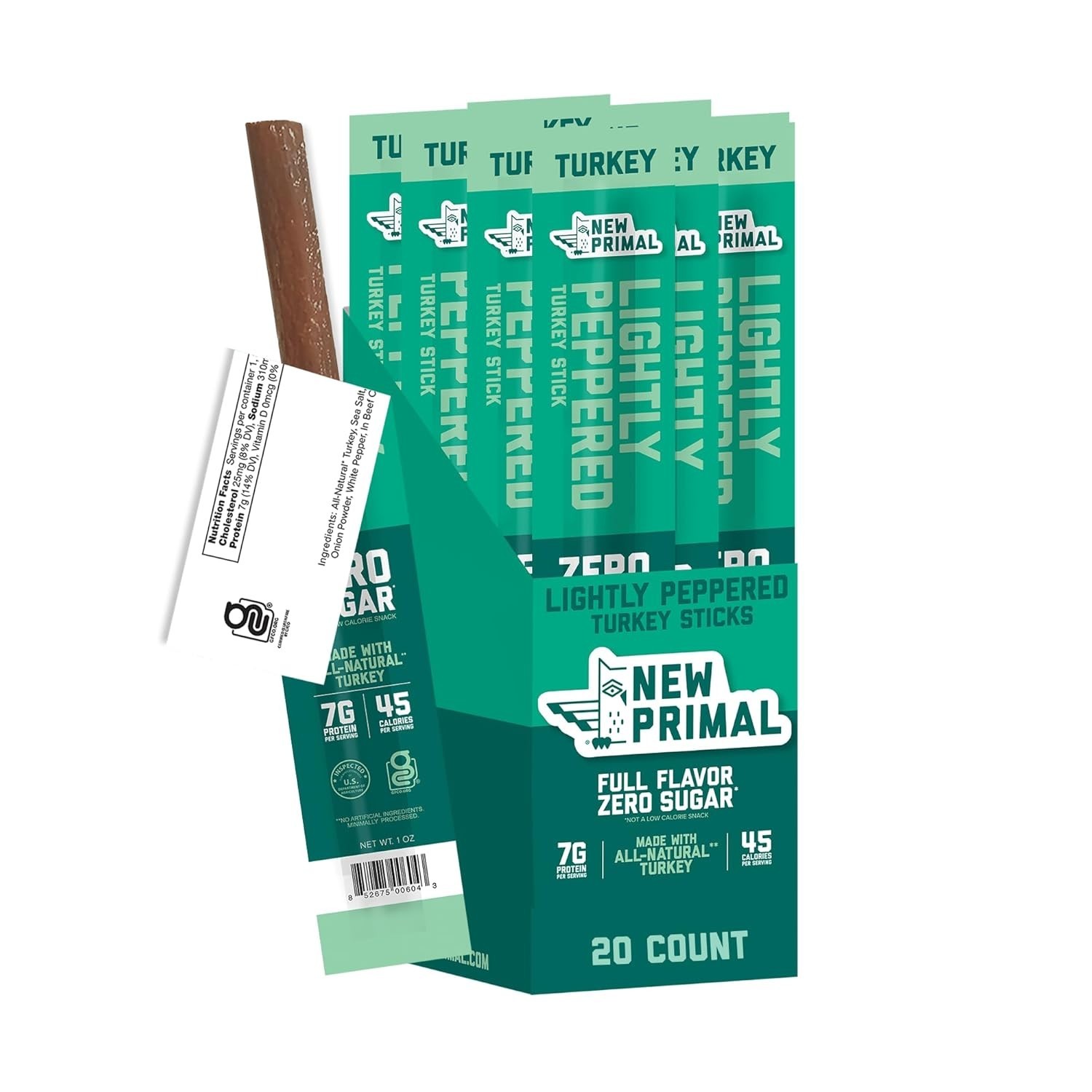 Healthy On-The-Go Lightly Peppered Turkey Sticks – 7g Protein, Keto Approved