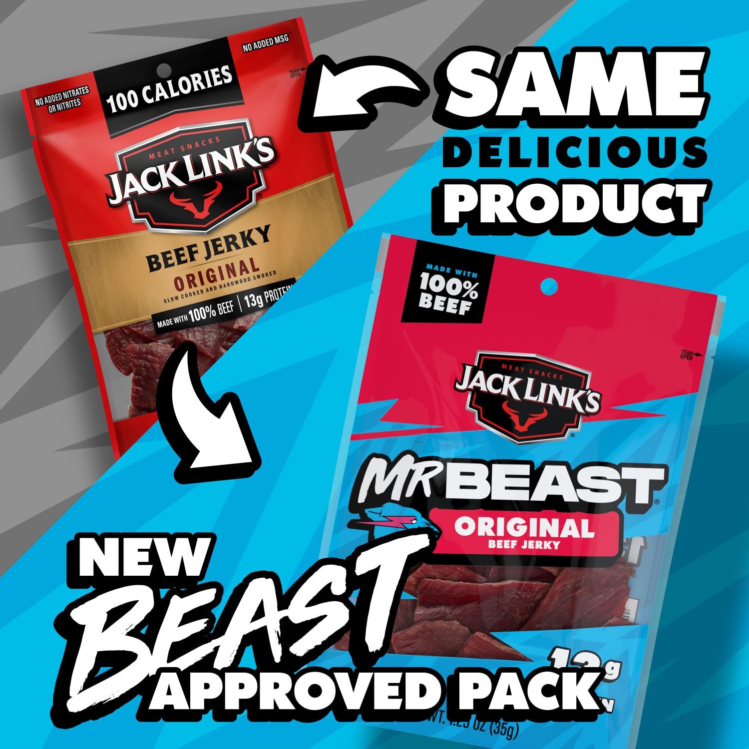 Jack Link’s x MrBeast Original Beef Jerky – 13g Protein per Serving Made with…