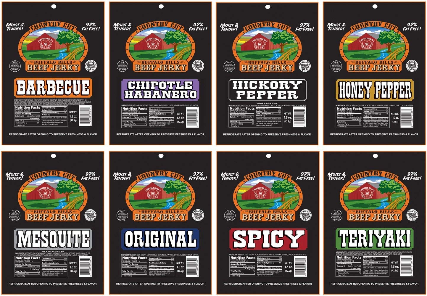 12-Piece Beef Jerky Sampler Black 6-Pack Gift Cooler (12 assorted 1.5oz jerky…