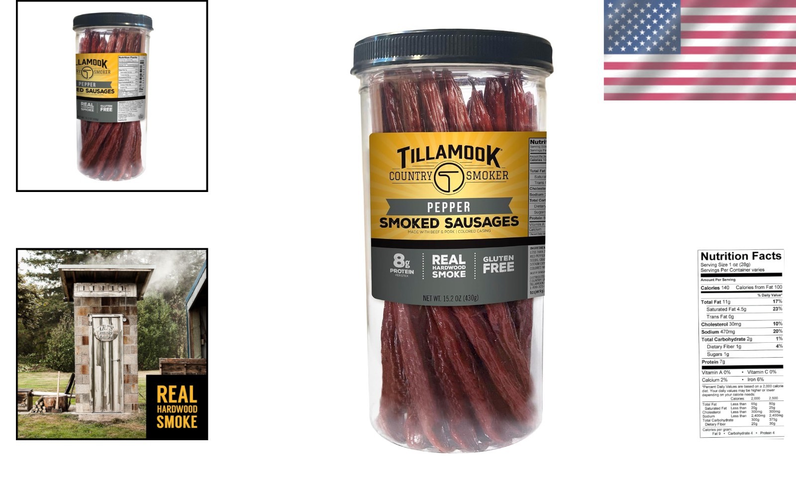 Keto-Friendly 15.2 Ounce Pepper Smoked Sausage Jar – 20 Protein-Packed Snacks