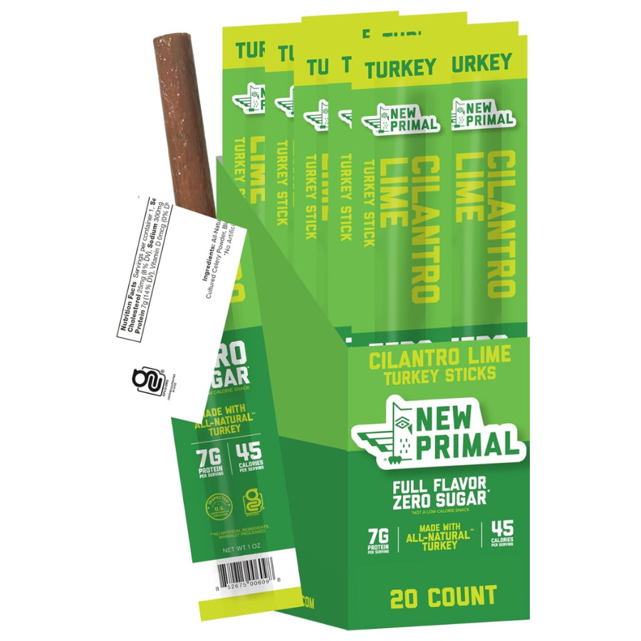 New Primal Cilantro Lime Turkey Sticks – Low Carb Healthy Snacks, 20 Sticks