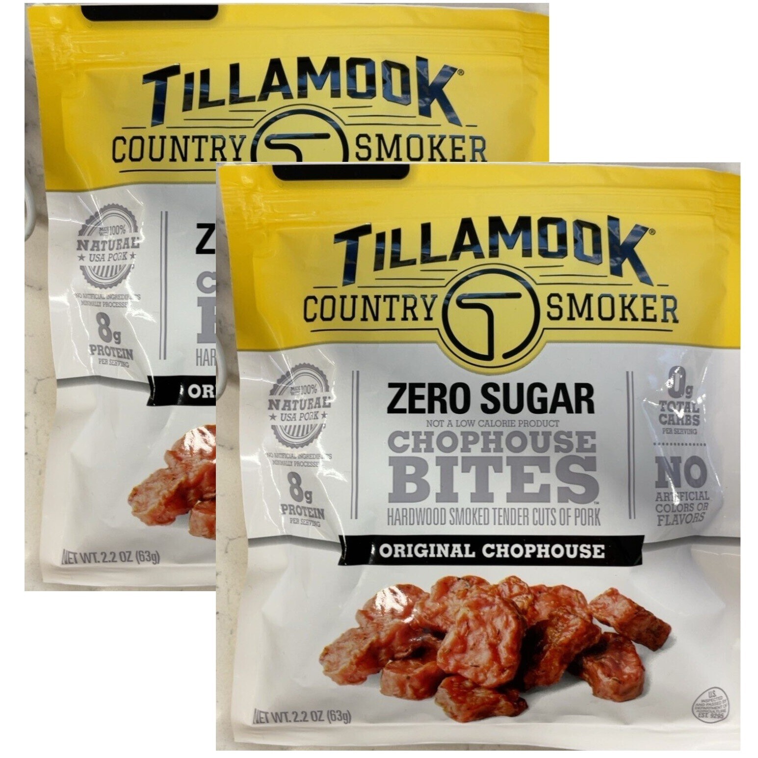 Tillamook Country Smoker ZERO SUGAR ORIGINAL Chophouse BITES Jerky 2.2oz 2 Bags