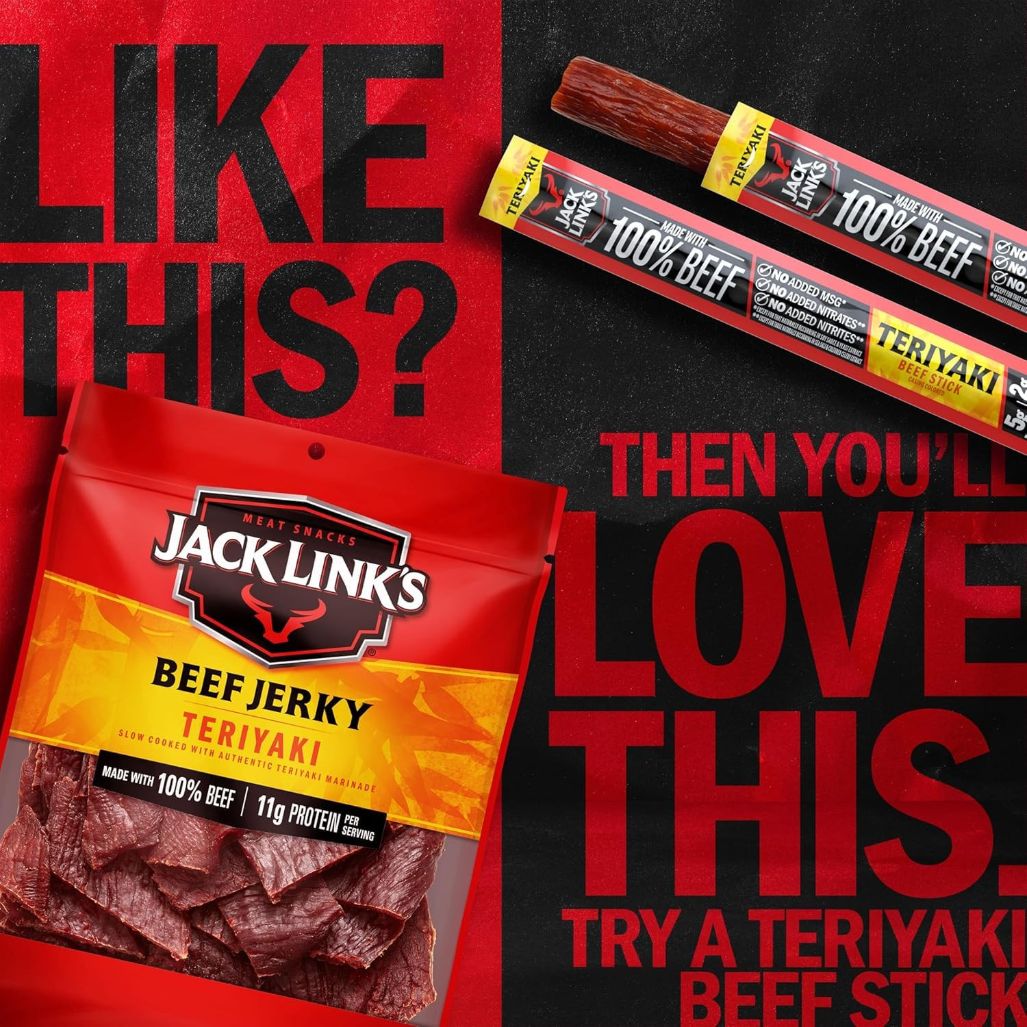 Teriyaki Beef Jerky Half Pounder – 8 Oz Large Jerky Bag – Ready to Eat Real Meat
