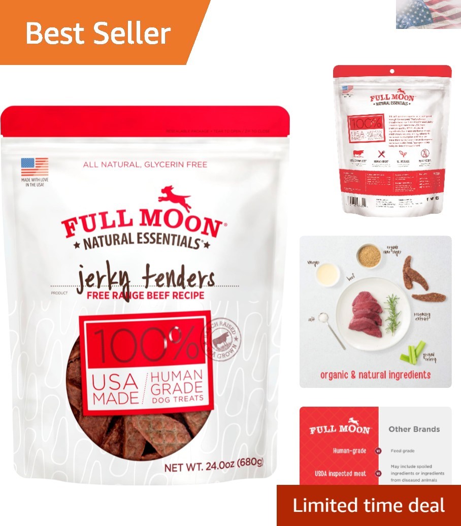 24 oz Human-Grade All Natural Beef Jerky Tenders for Dogs – 100% Natural Treats