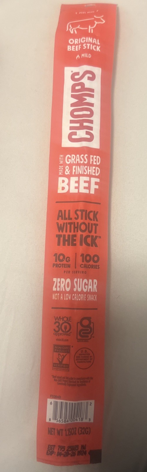Chomps Grass-Fed & Finished Original Beef Stick, 1.15oz