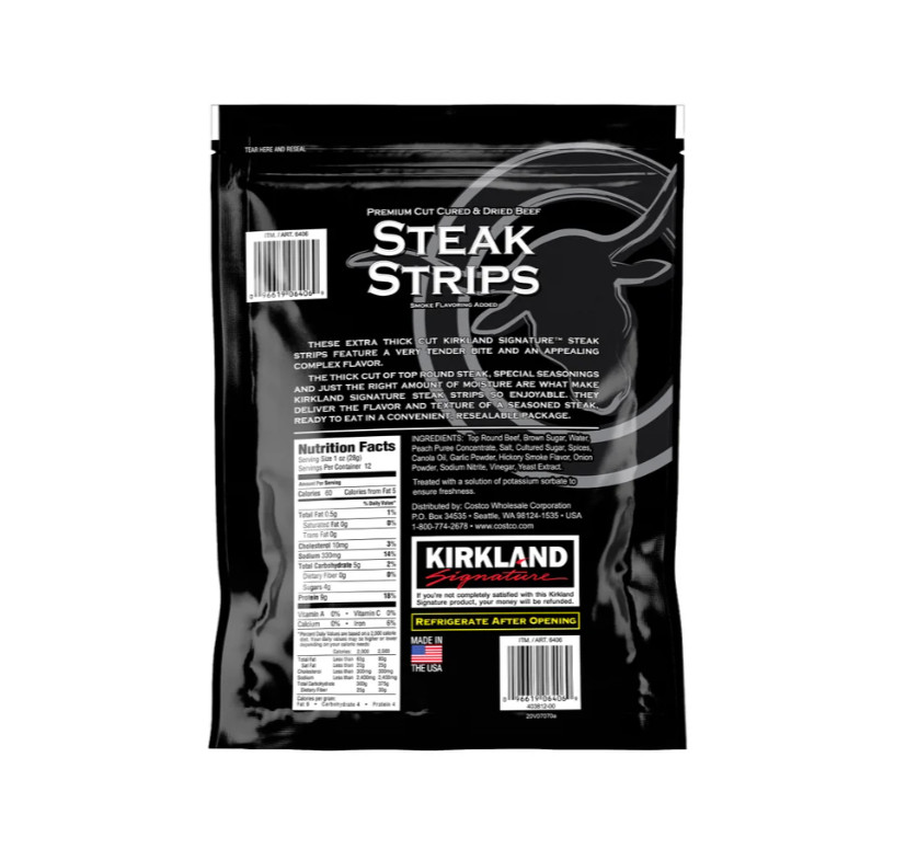 Kirkland Signature Premium Extra Thick Steak Strips, 12 oz