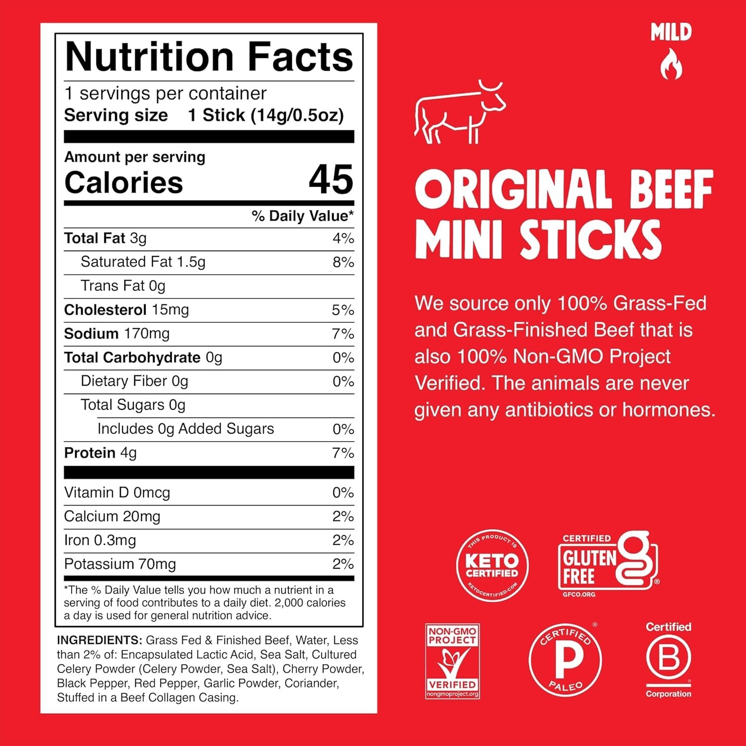 Savory Grass-Fed Beef Jerky Snack Sticks 24-Pack – Healthy Keto Snack Option