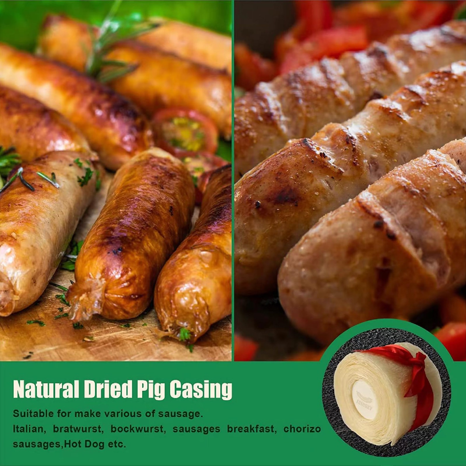 Sausage Casing 8m/26ft Φ32mm for Ham Breakfast Italian Knoblewurst Pepperoni