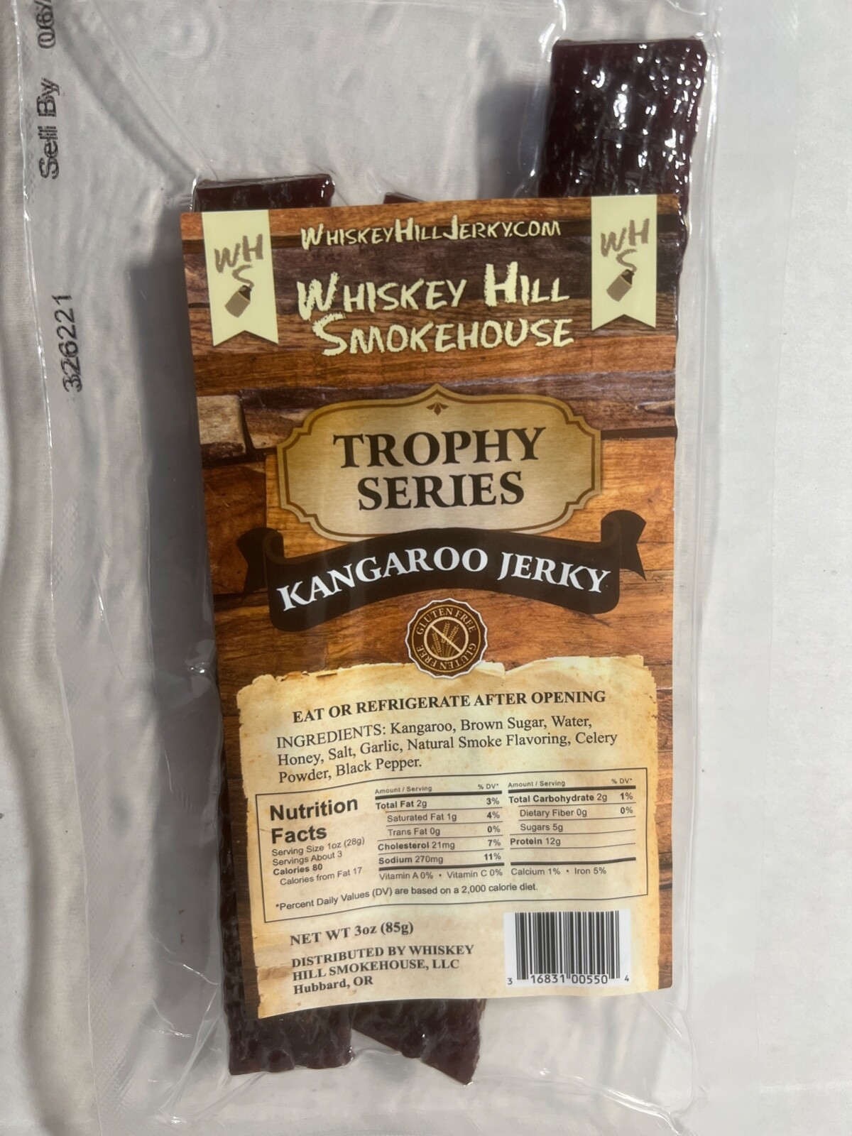 Whiskey Hill Smokehouse Trophy Series KANGAROO Game Jerky – Made In USA – NEW