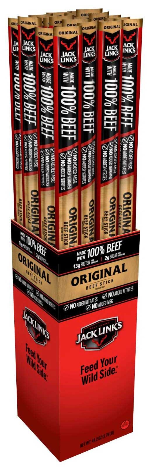 Jack Link’s Original Beef Sticks, 1.84 oz, Protein-Rich Snack, 24 Count Box