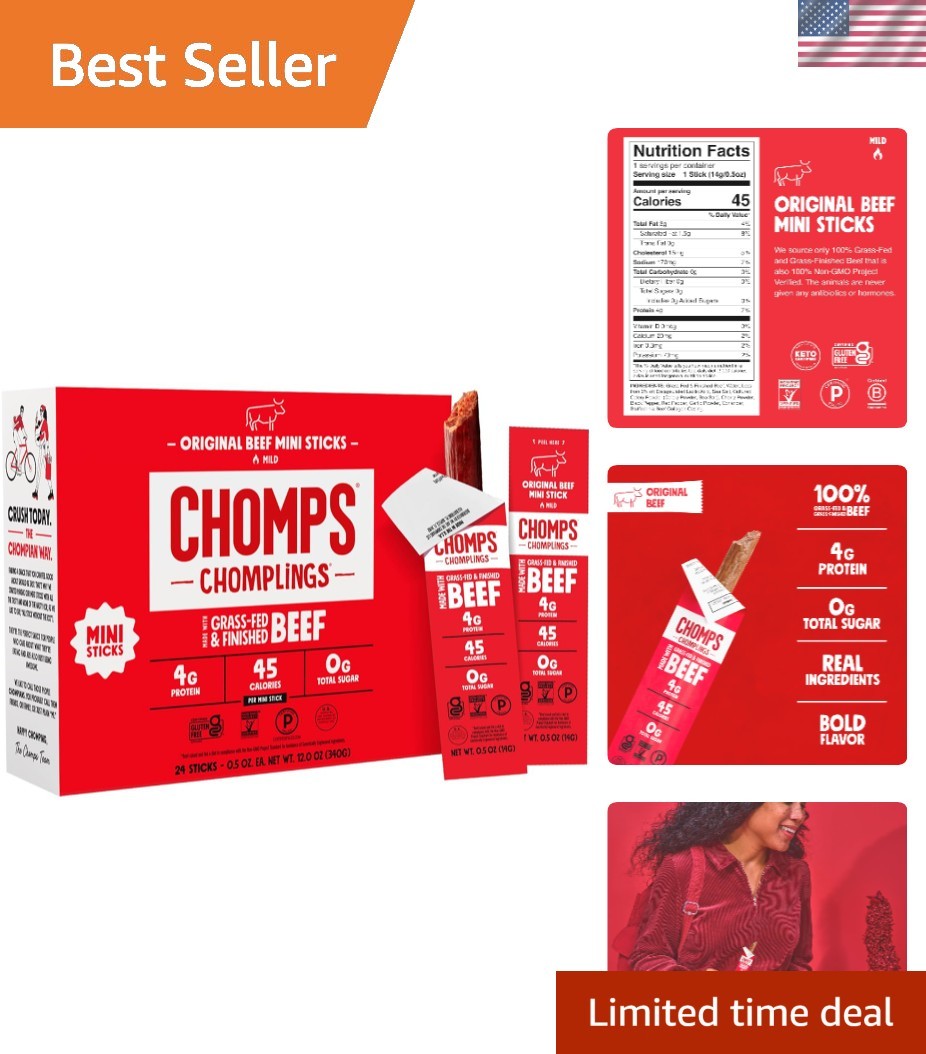 Savory Grass-Fed Beef Jerky Snack Sticks 24-Pack – Healthy Keto Snack Option