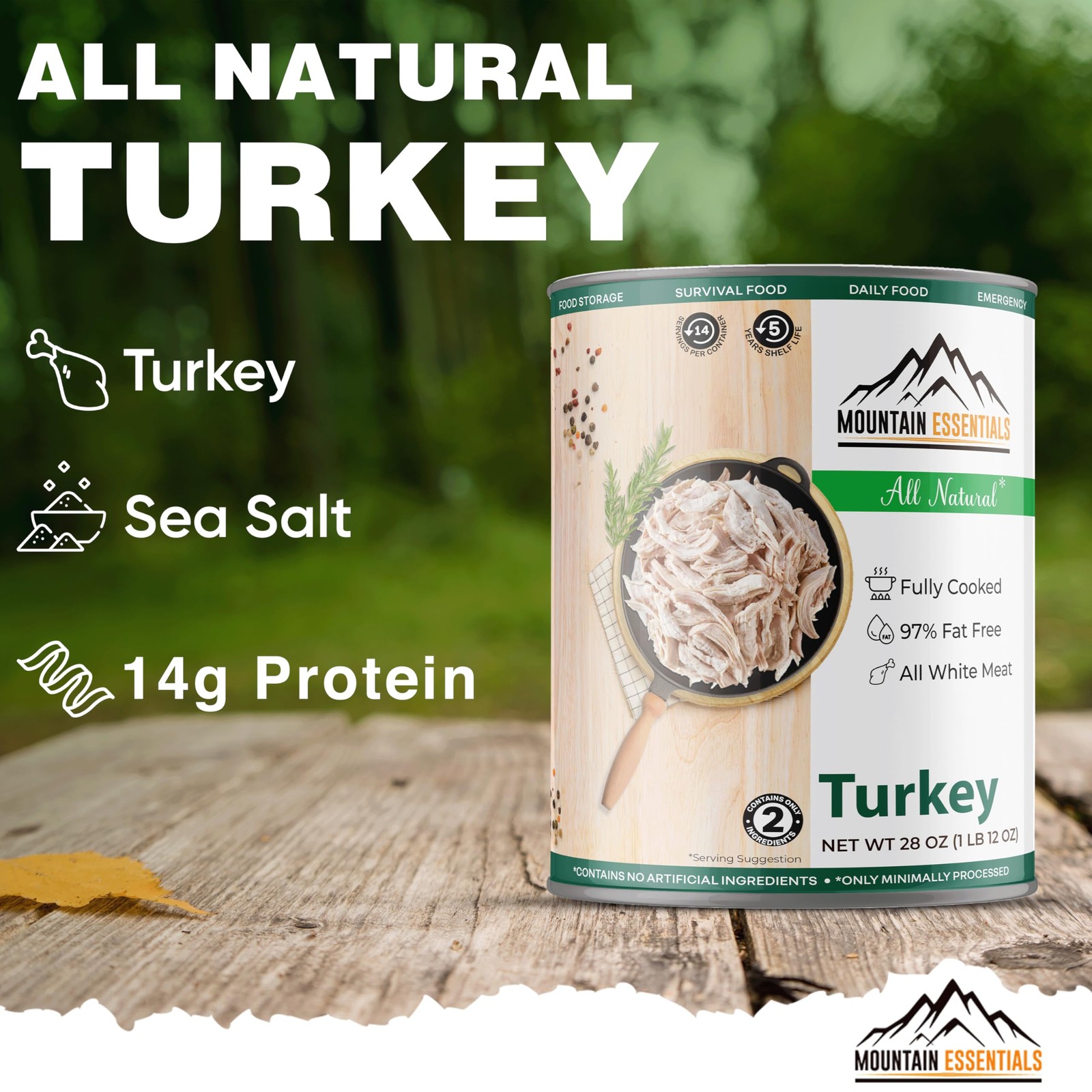 All Natural Canned Turkey 28 Oz Fully Cooked Ready To Eat Pantry Survival Food