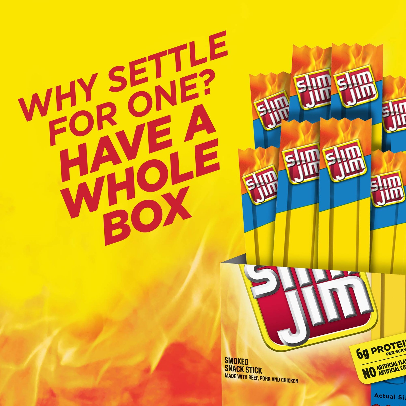 Slim Jim Smoked Meat Sticks Mild Flavor 6g Protein 14 Pack FROM USA