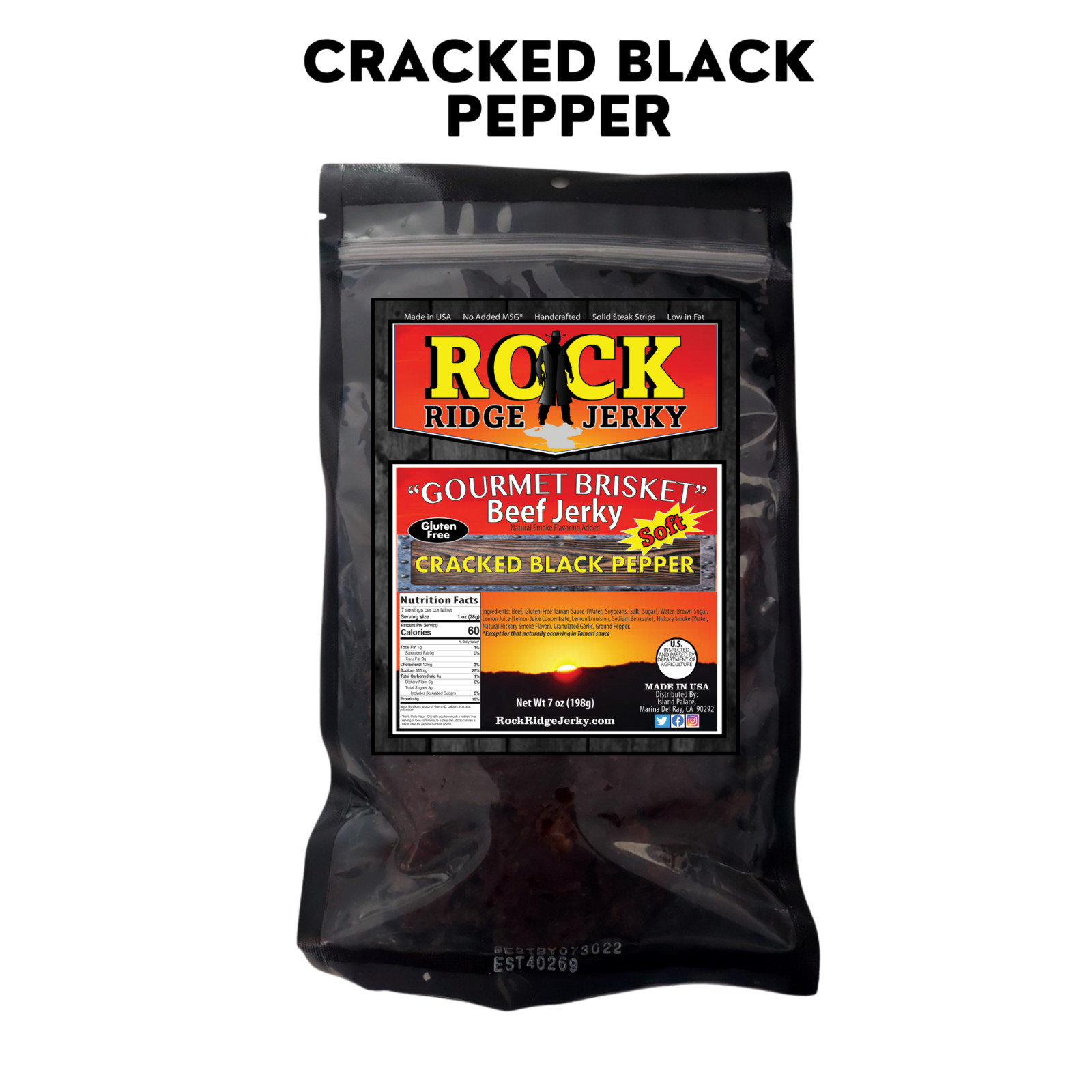 CRACKED BLACK PEPPER Brisket beef jerky Big 7oz.bag FRESH smoked weekly