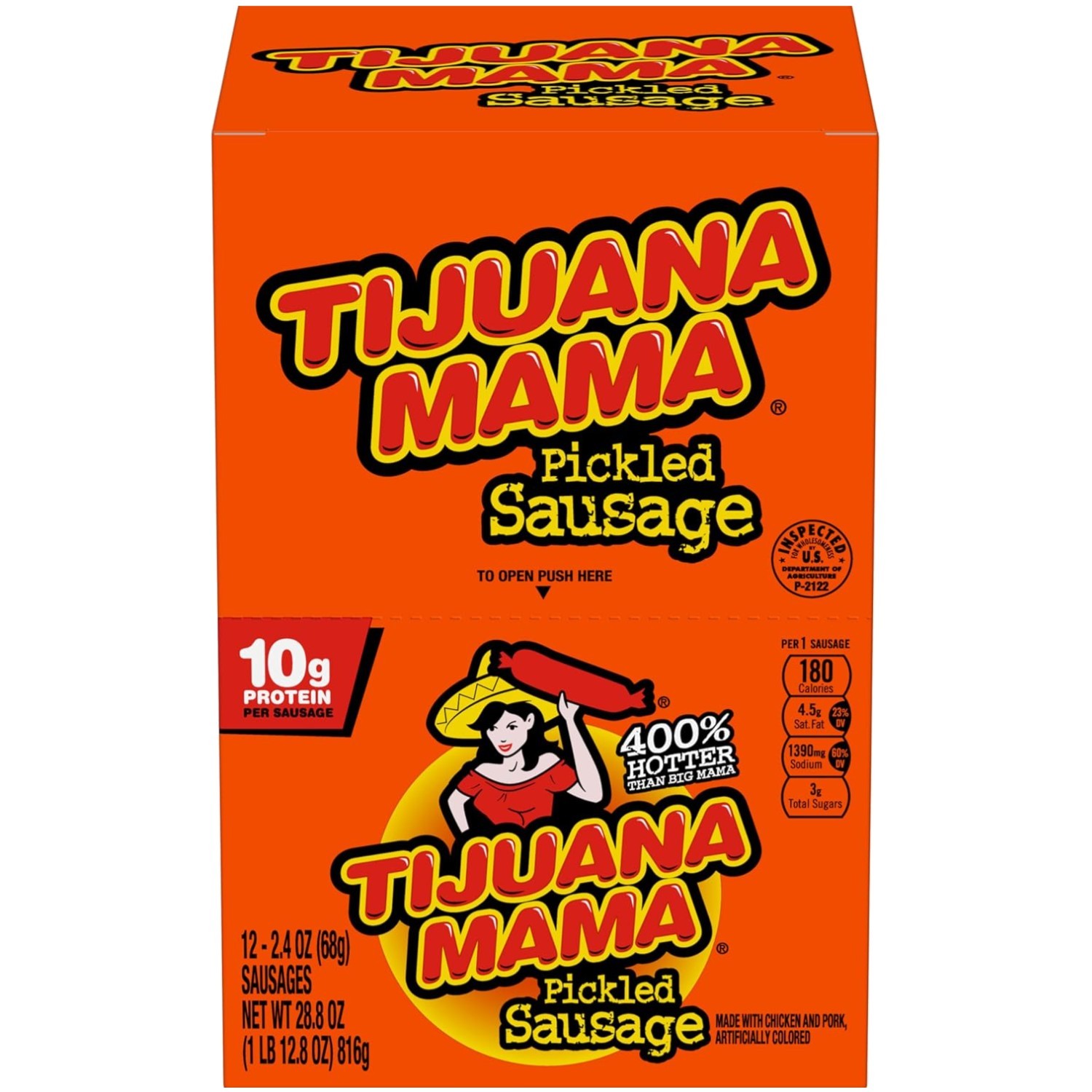 Tijuana Mama Pickled Sausages, Chicken & Pork, 12 Pack