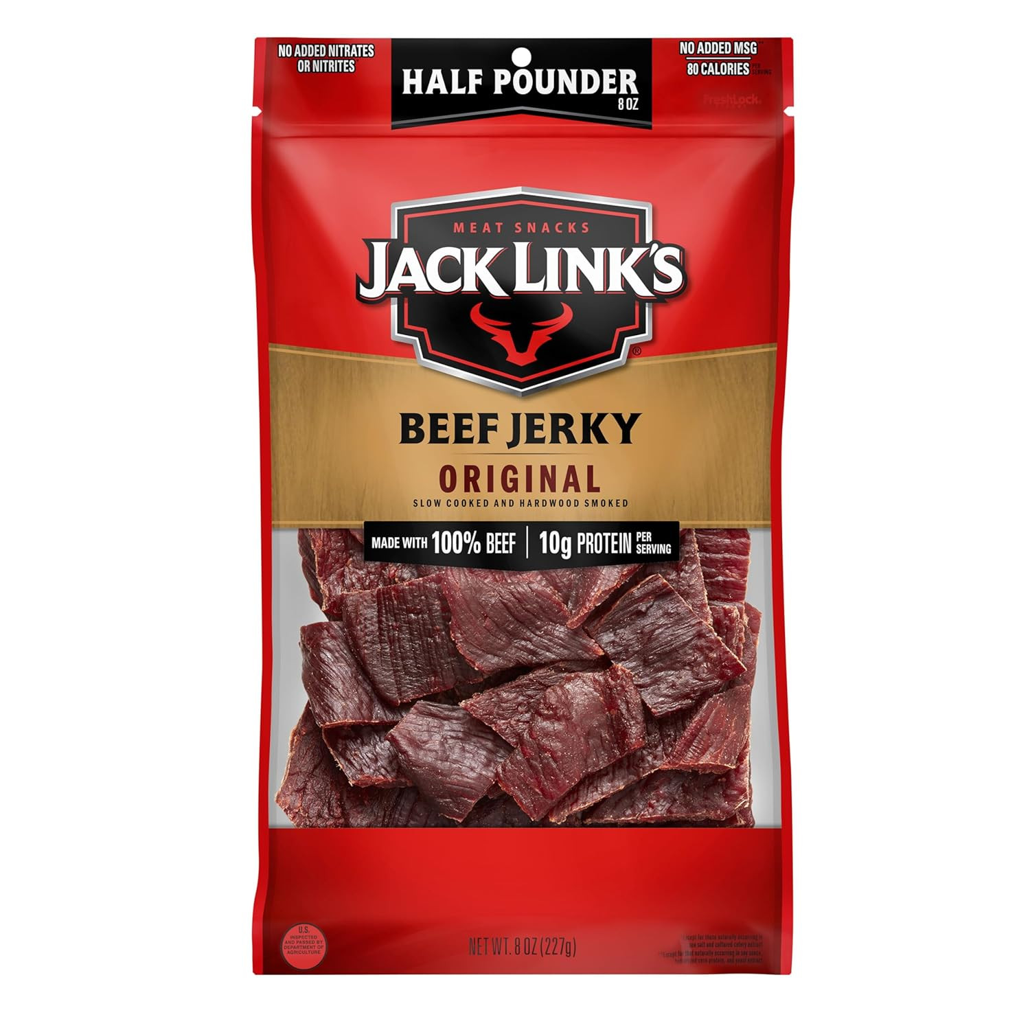 Beef Jerky Half Pounder – Original – Made with 100% Real Beef – Ready to Eat Rea